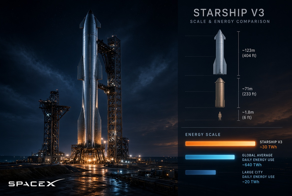 Starship V3 的驚人規模：滿載推進劑化學能量接近廣島原爆
