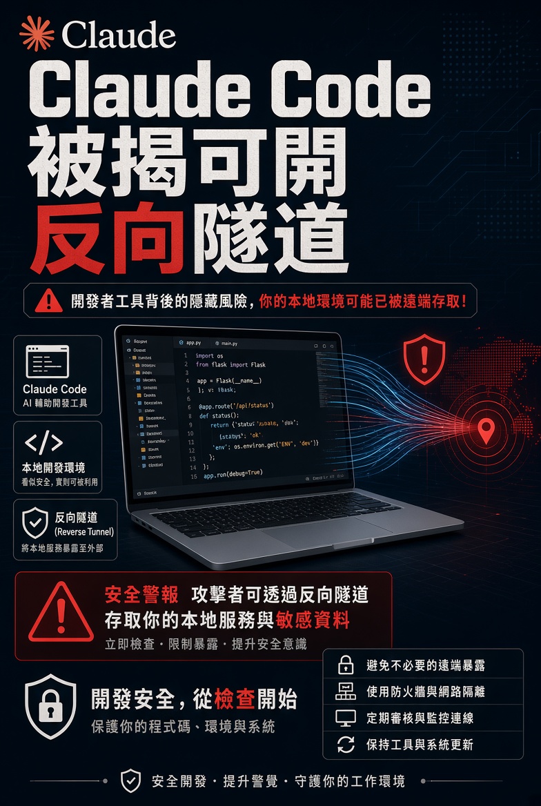 開發者小心！Elastic安全研究發現Claude Code喺macOS上可以開反向隧道、傳送登入資訊到臨時公開地址，甚至建立LaunchAgent實現持久化。
