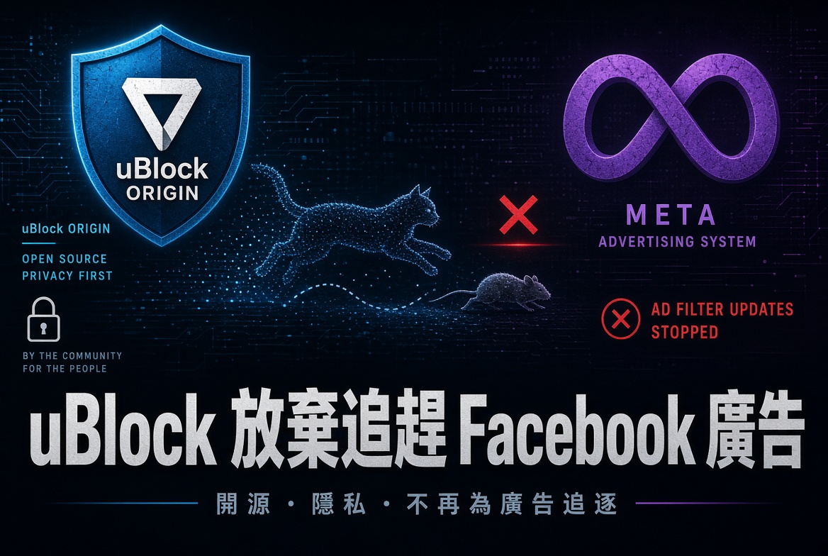 uBlock Origin 決定不再專門追趕 Facebook 廣告過濾：開發者直言「令人厭惡的反用戶網站」