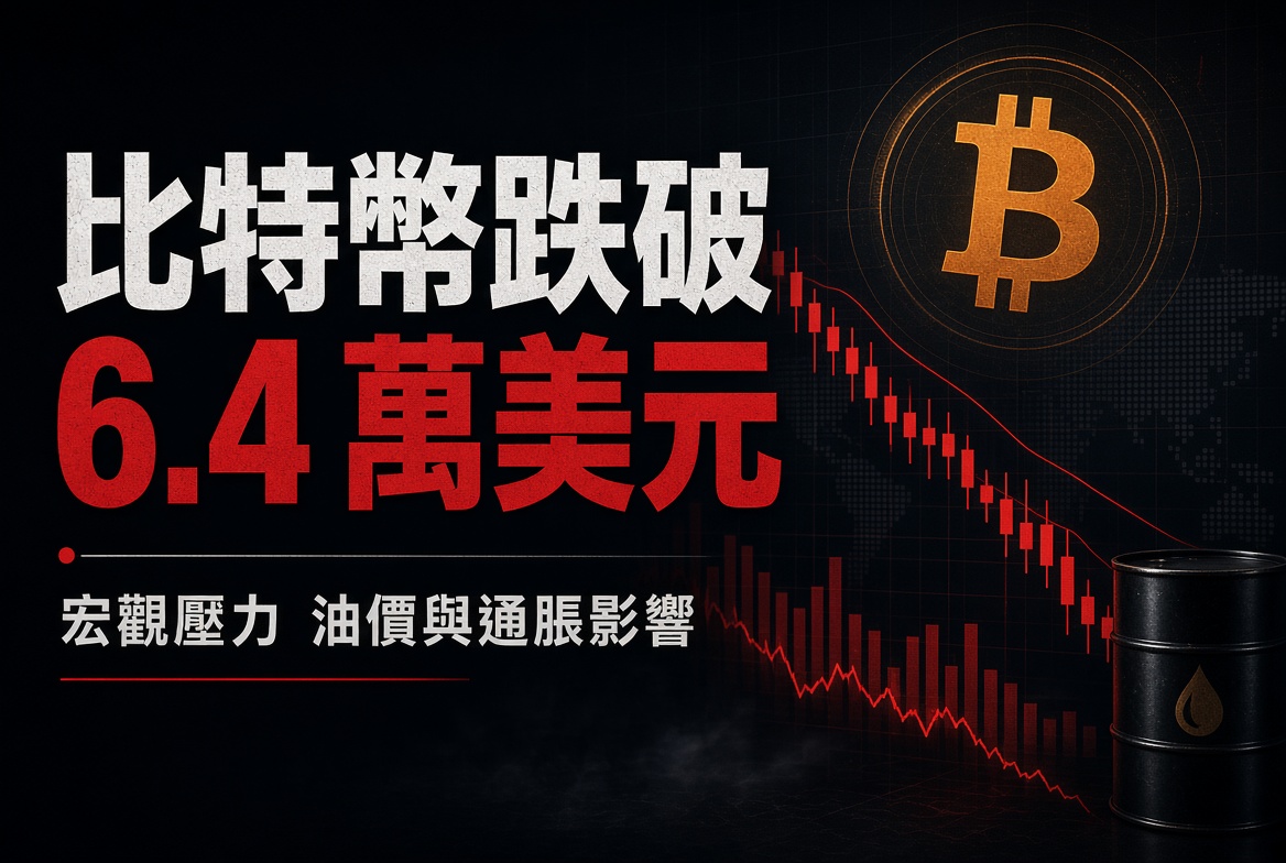 比特幣跌破 6.4 萬美元！油價上升同通脹數據前市場謹慎