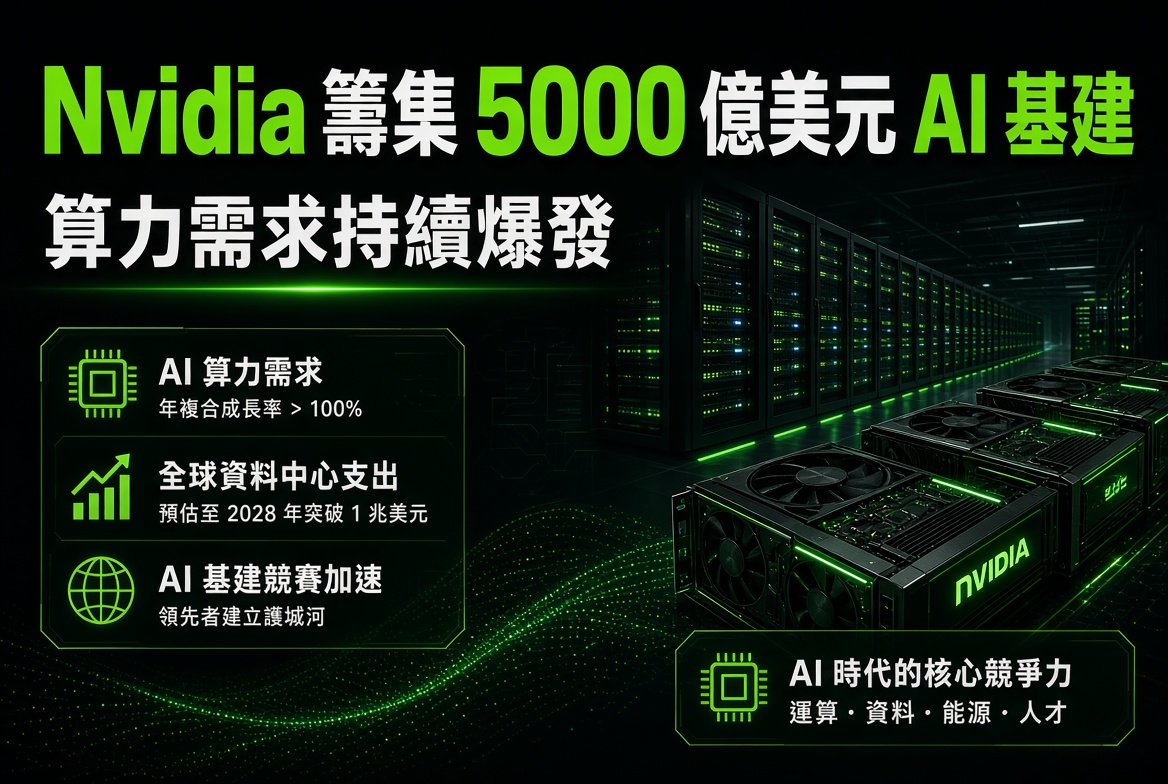 Nvidia 聯同機構籌集高達 5000 億美元 AI 基礎設施資金