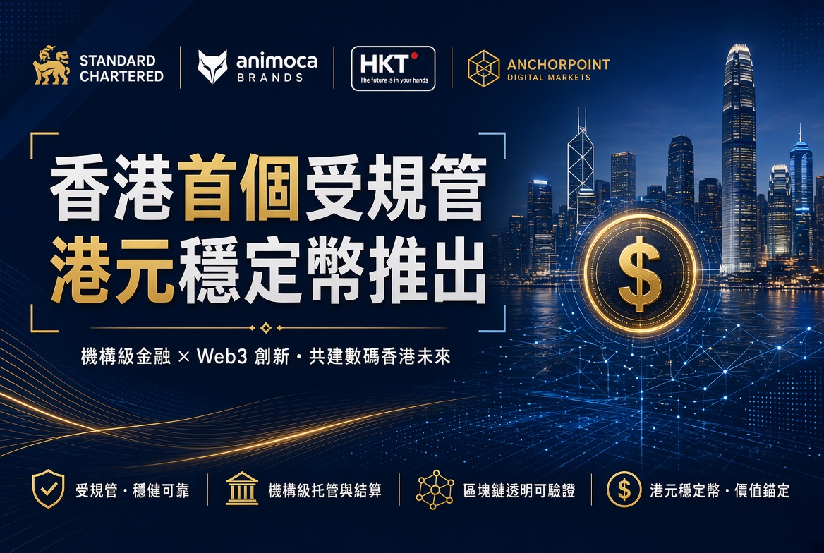 香港首個受規管港元穩定幣正式推出：渣打、Animoca、HKT 聯手 Anchorpoint 啟動機構應用