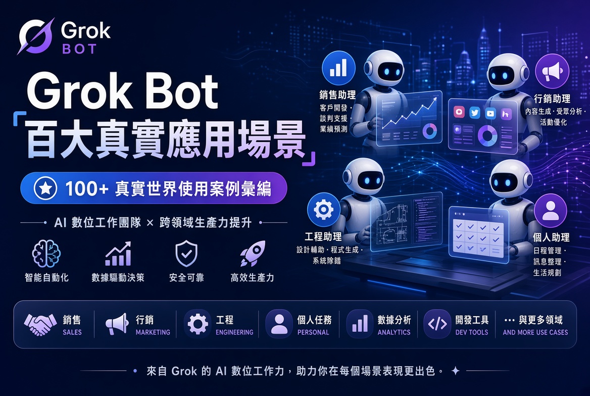 Grok Bot 百大真實應用場景整理：從銷售到生活的數位勞動力實戰指南