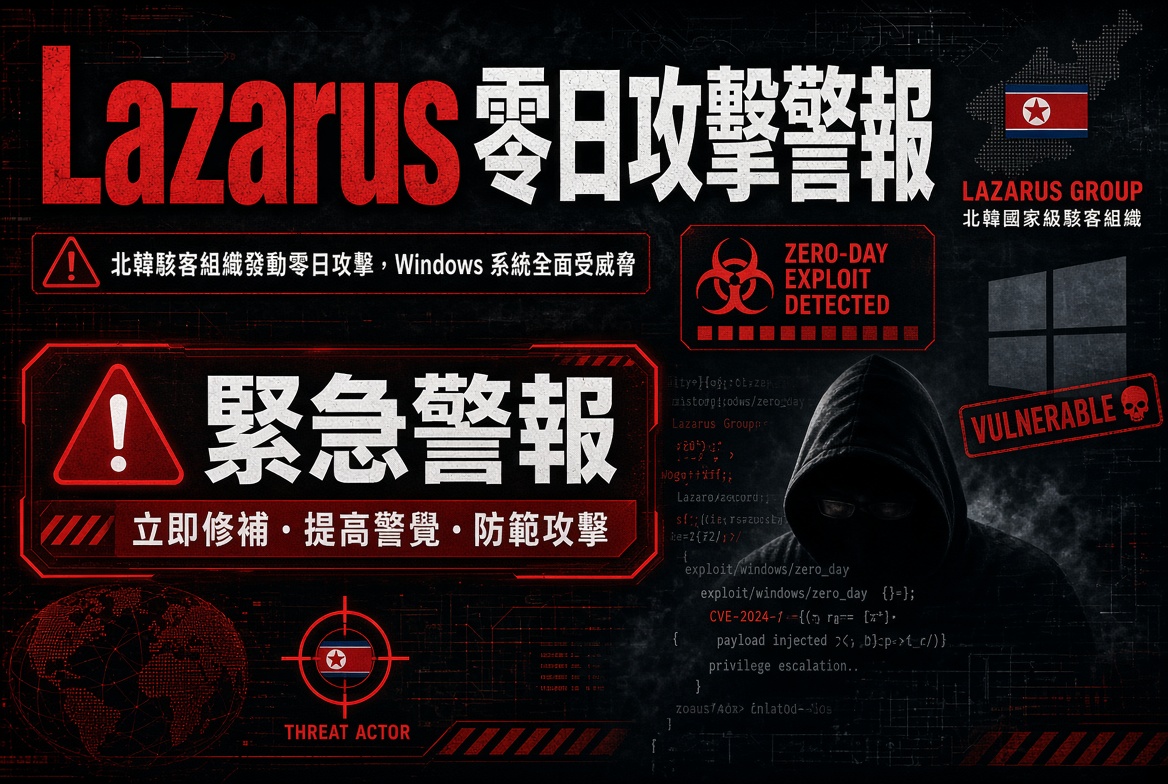 北韓 Lazarus 組織利用 Windows 零日漏洞攻擊！防務企業成目標