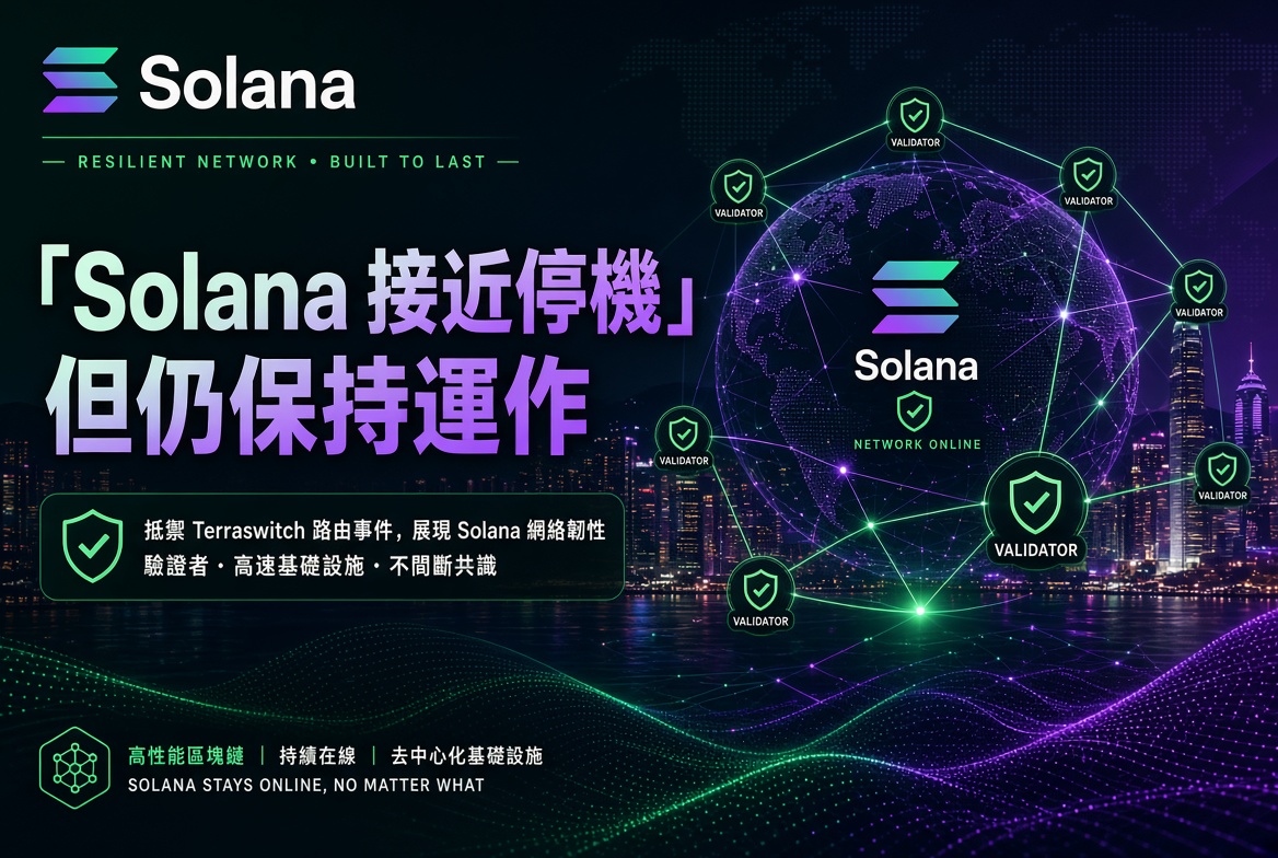 Solana 接近停機但仍保持運作：Teraswitch 路由事件揭示網絡韌性