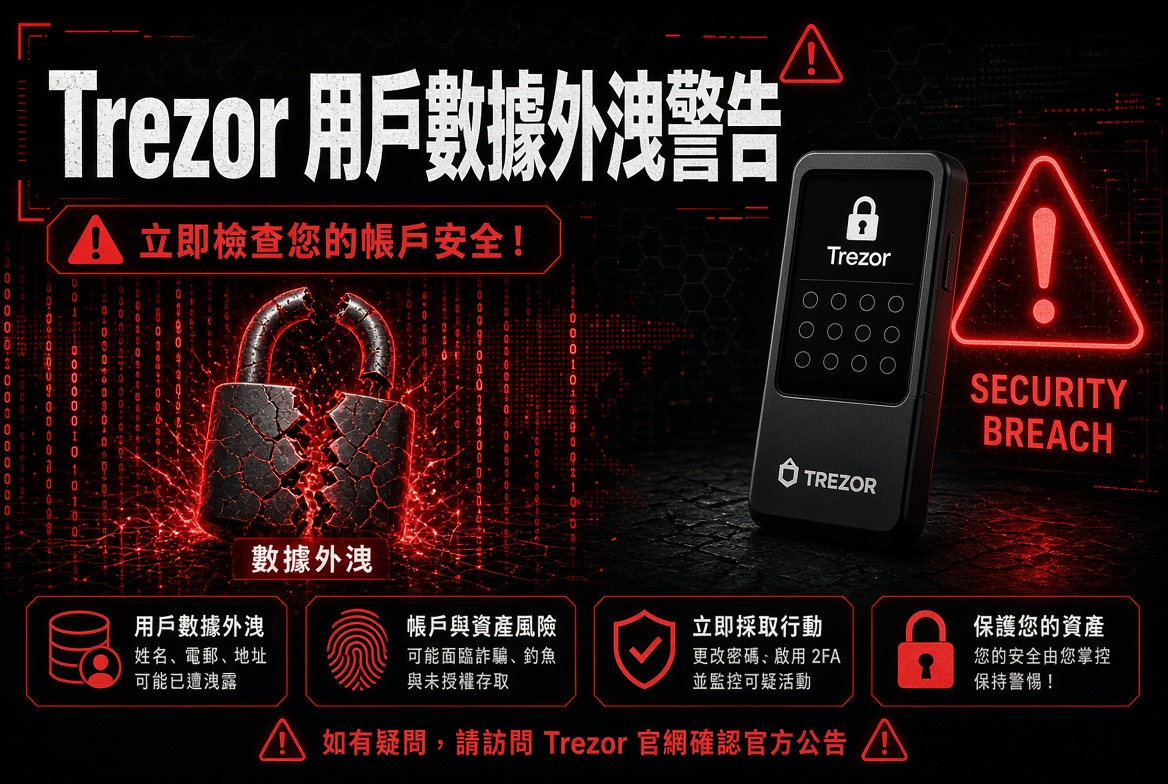 Trezor 硬件錢包用戶數據外洩！約 1.4 萬客戶受影響