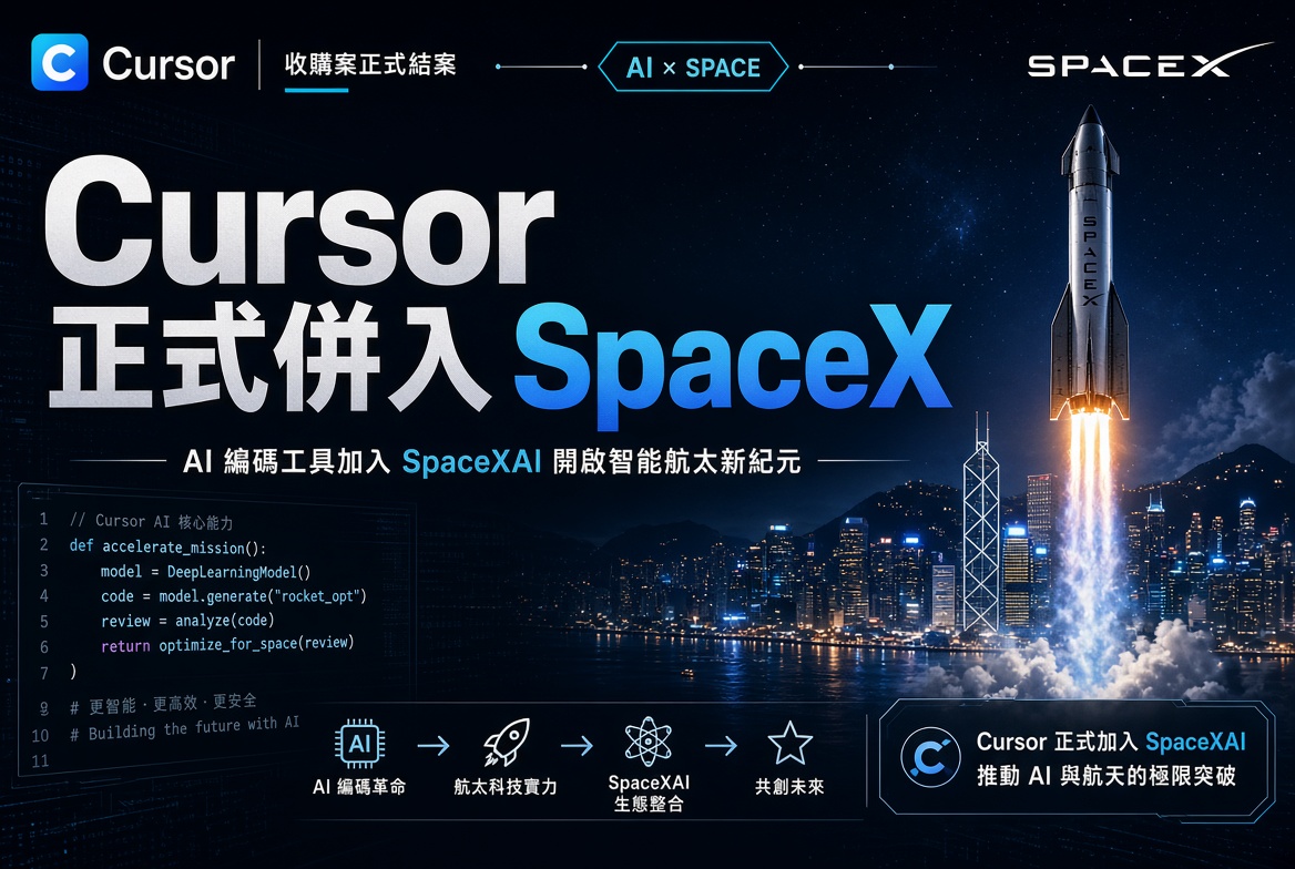 Cursor 正式併入 SpaceX：AI 編程工具加入 SpaceXAI 生態系