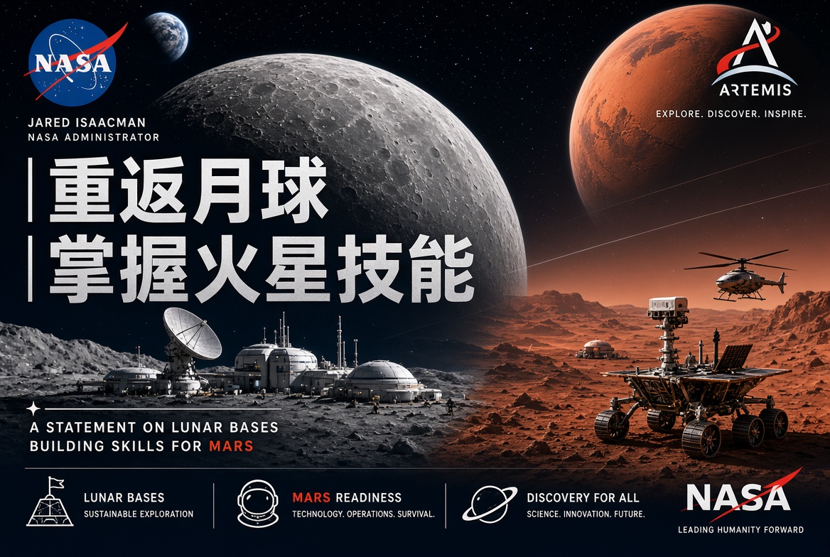 重返月球掌握火星技能：NASA 局長 Isaacman 重申月球基地戰略意義