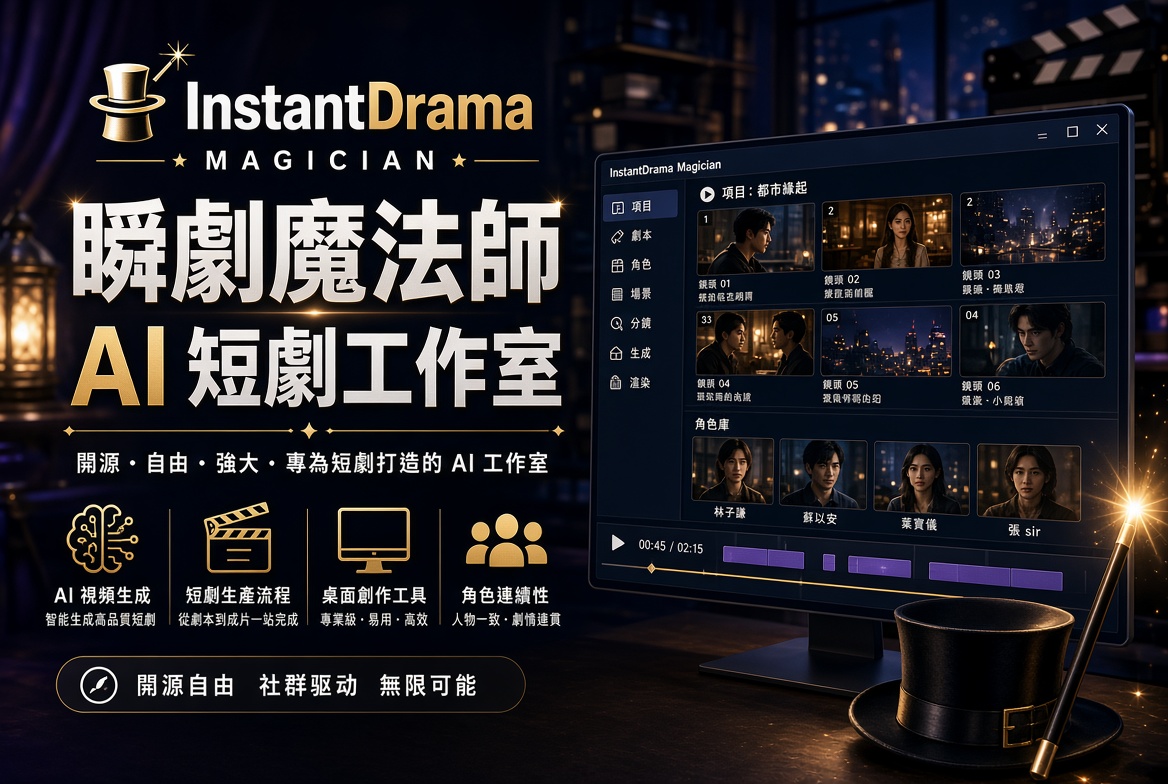 瞬劇魔法師（InstantDrama Magician）：開源 AI 專業短劇桌面工作室