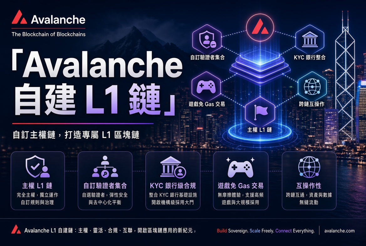 Avalanche 讓你自建 L1 鏈：獨立驗證者、自訂費用與規則