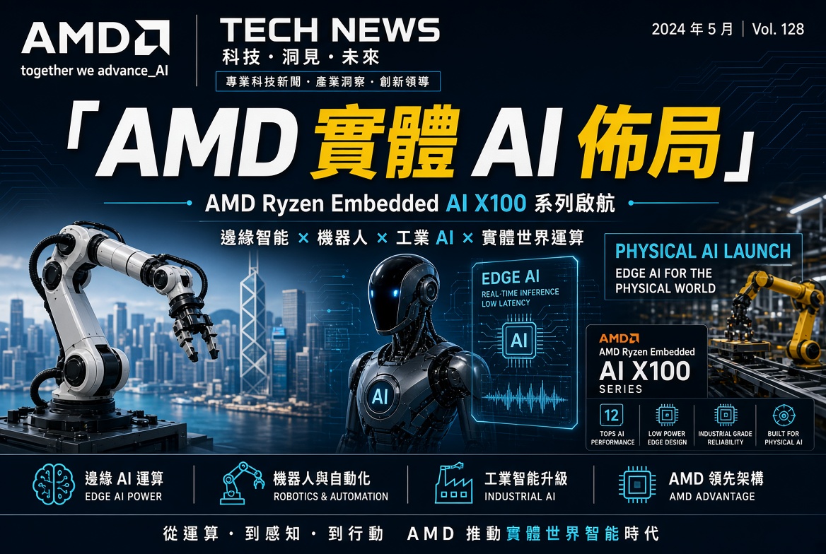 AMD 實體 AI 佈局加速：Ryzen Embedded AI X100 正式登場
