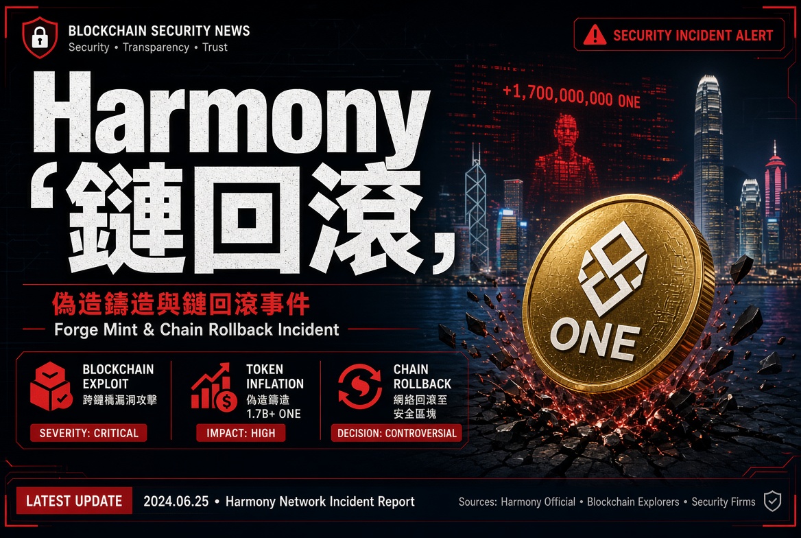 Harmony 鏈回滾：偽造鑄幣後決定刪除兩日交易