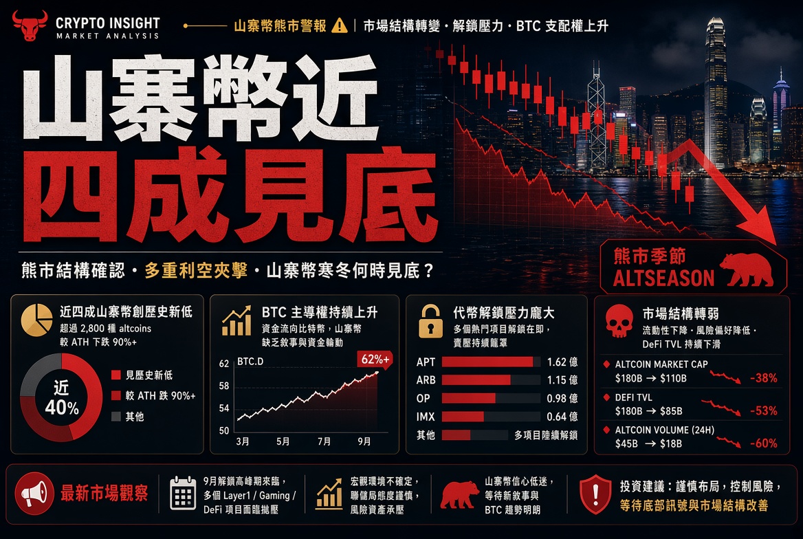 山寨幣近四成見底：結構性問題大於單純熊市