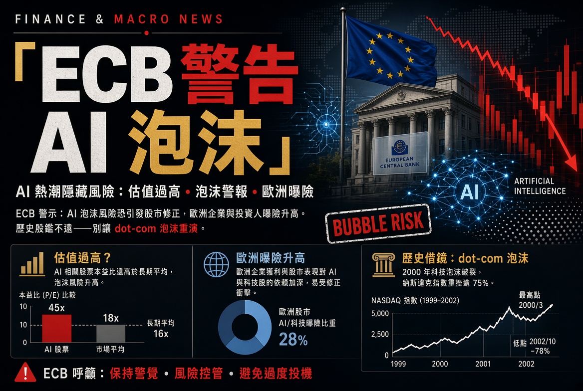 ECB 警告 AI 泡沫：科技股估值恐迎來修正