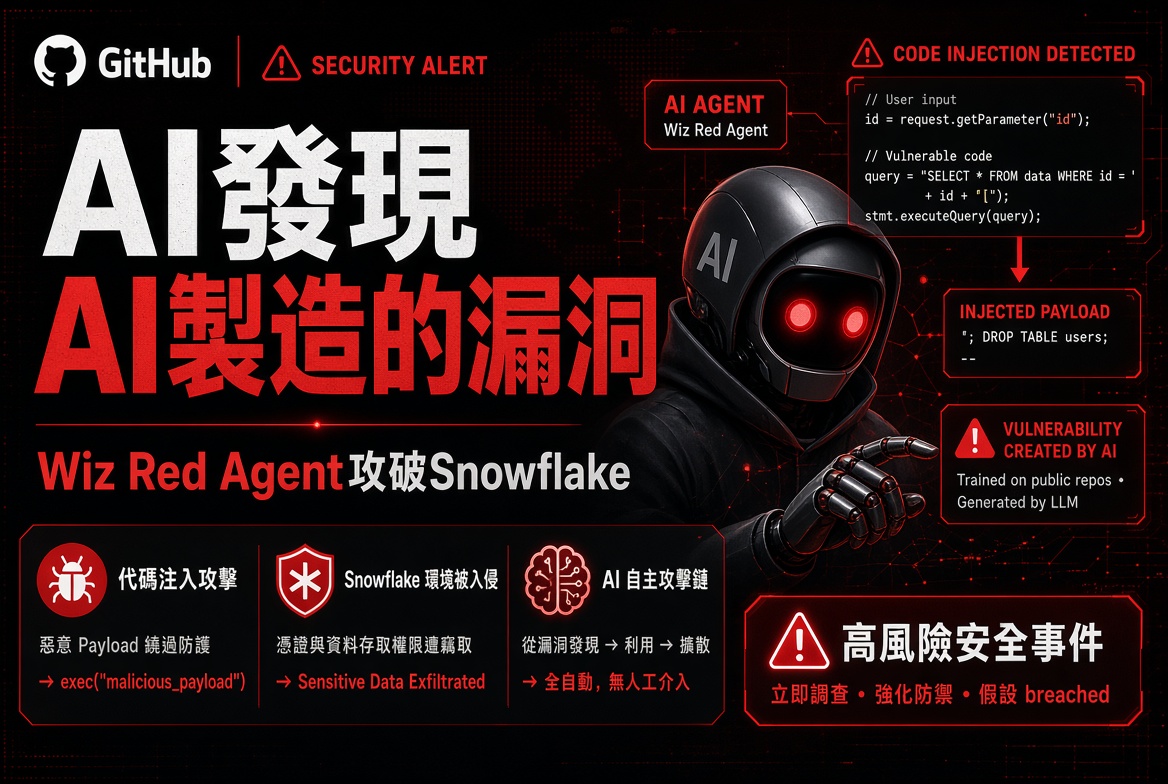 AI發現AI製造的漏洞！Wiz Red Agent攻破Snowflake GitHub Actions