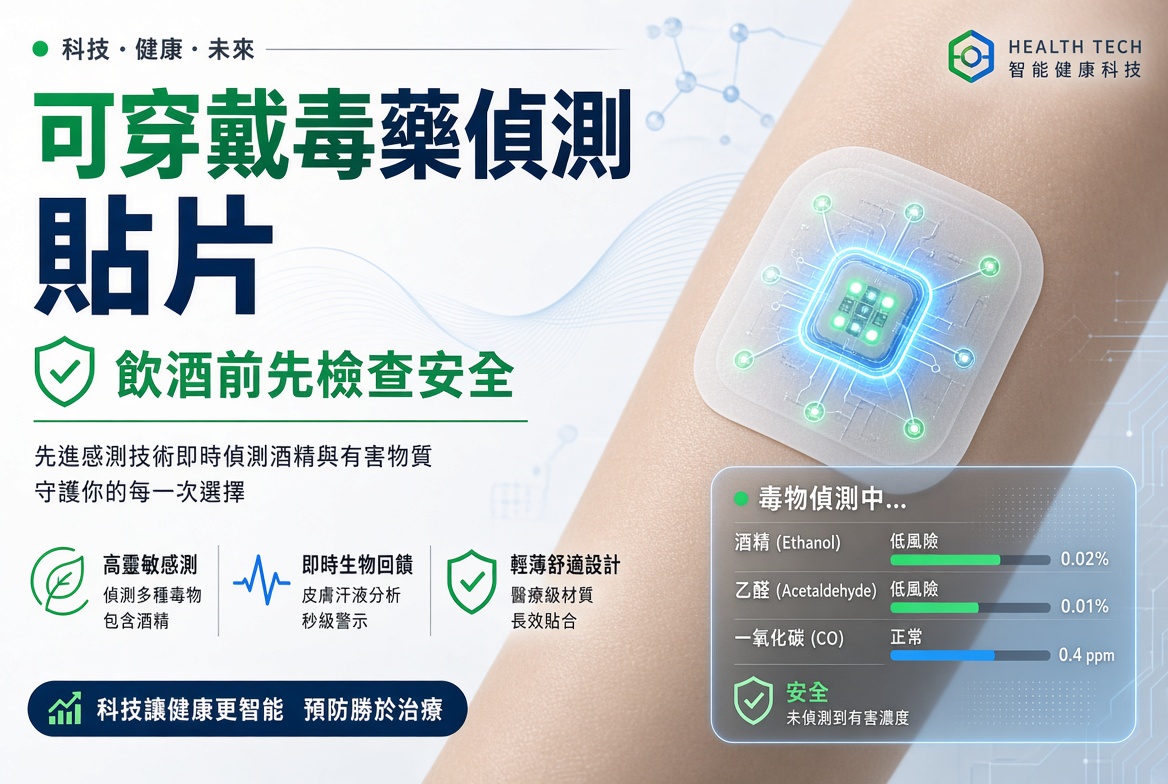 可穿戴「毒藥偵測」皮膚貼片登場！飲酒前先檢查安全