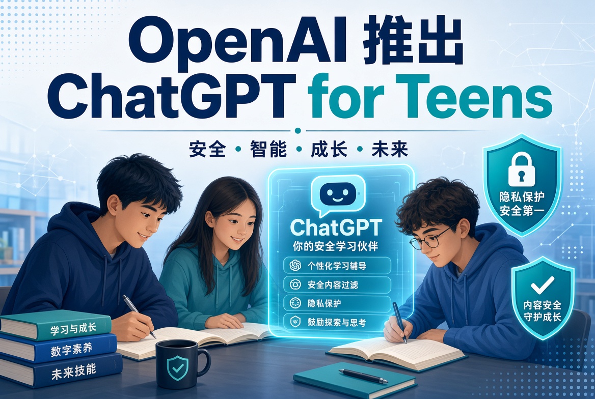 OpenAI正式推出ChatGPT for Teens！專為13-17歲青少年設計的安全學習版