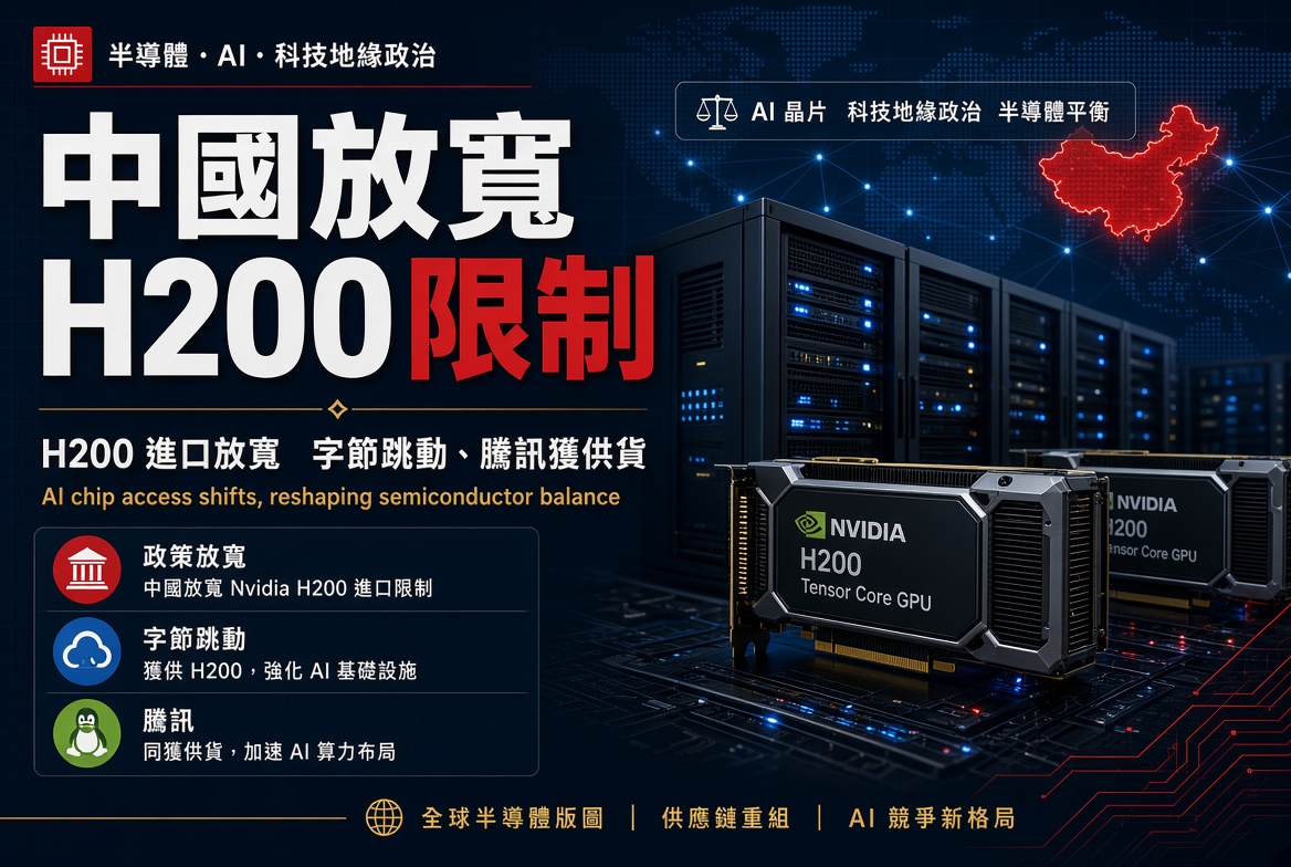 中國放寬 Nvidia H200 進口限制：字節跳動、騰訊各獲約 1 萬顆