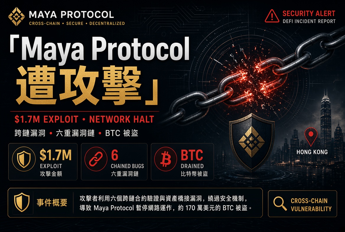 Maya Protocol 遭攻擊：六個連鎖漏洞導致約 170 萬美元損失