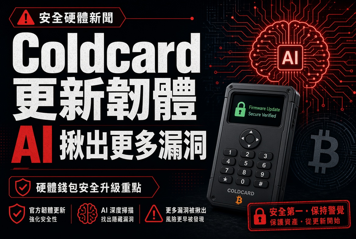 Coldcard 硬體錢包更新韌體！AI 協助揪出更多漏洞
