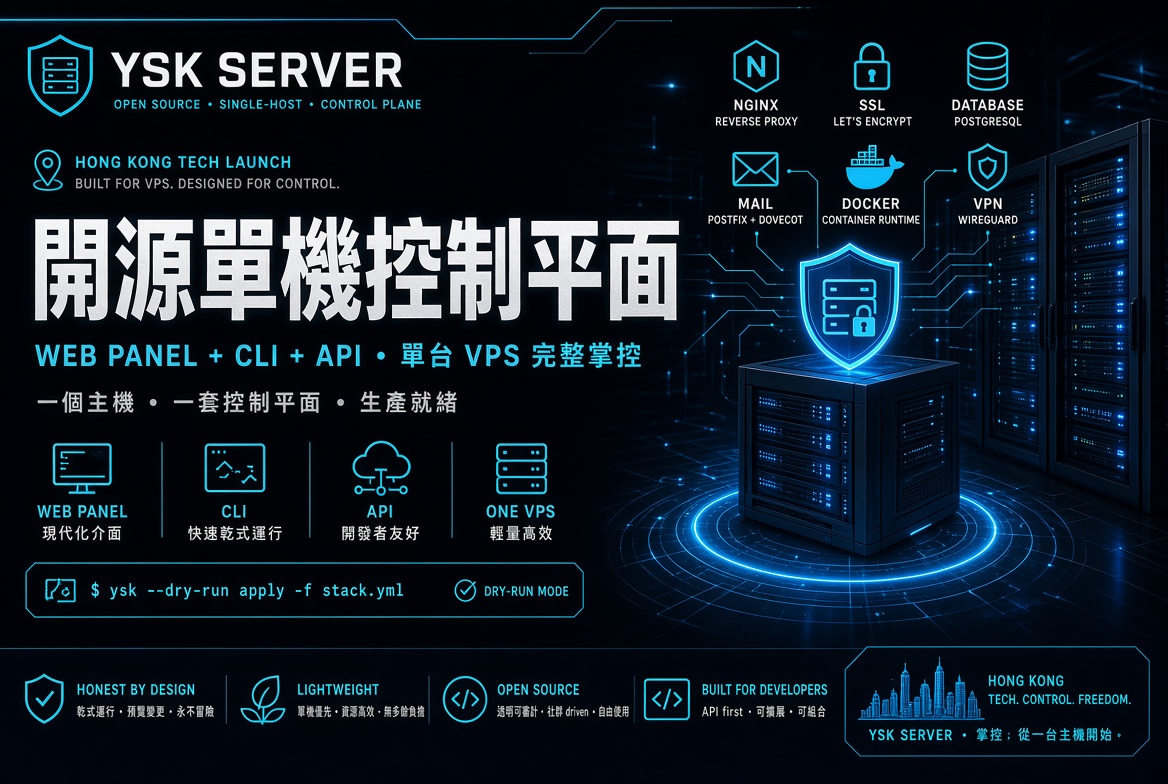YSK Server：一台你擁有的 Linux，面板、CLI 與 API 同一核心