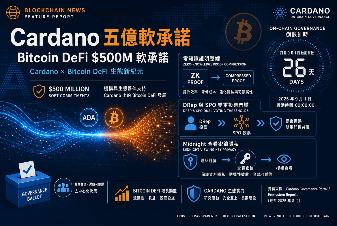 Cardano 五億「軟承諾」：比特幣 DeFi 的硬數字，與治理最後七日