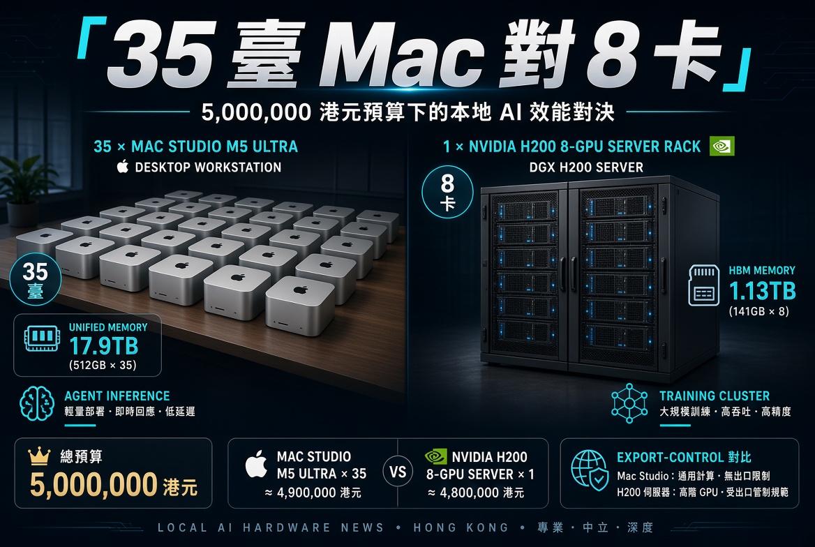 五百萬買 35 臺 Mac，定係一臺 8 卡 H200？本地推理帳要分開計