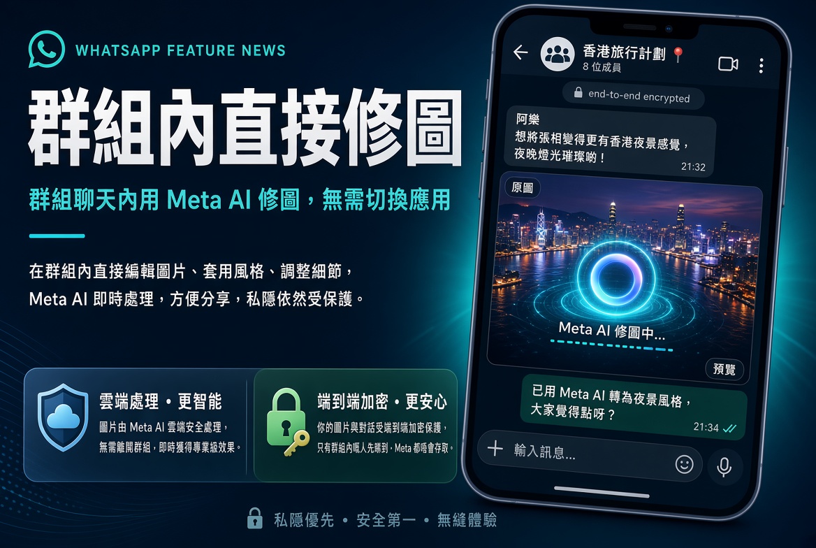 WhatsApp 群組內直接用 Meta AI 修圖：少一個 App，多一層雲端