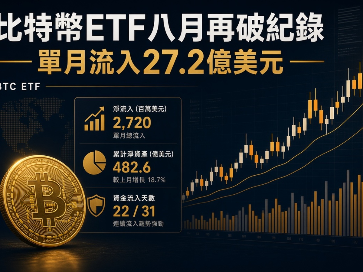 Bitcoin ETF 八月再破紀錄，機構資金明顯回流。