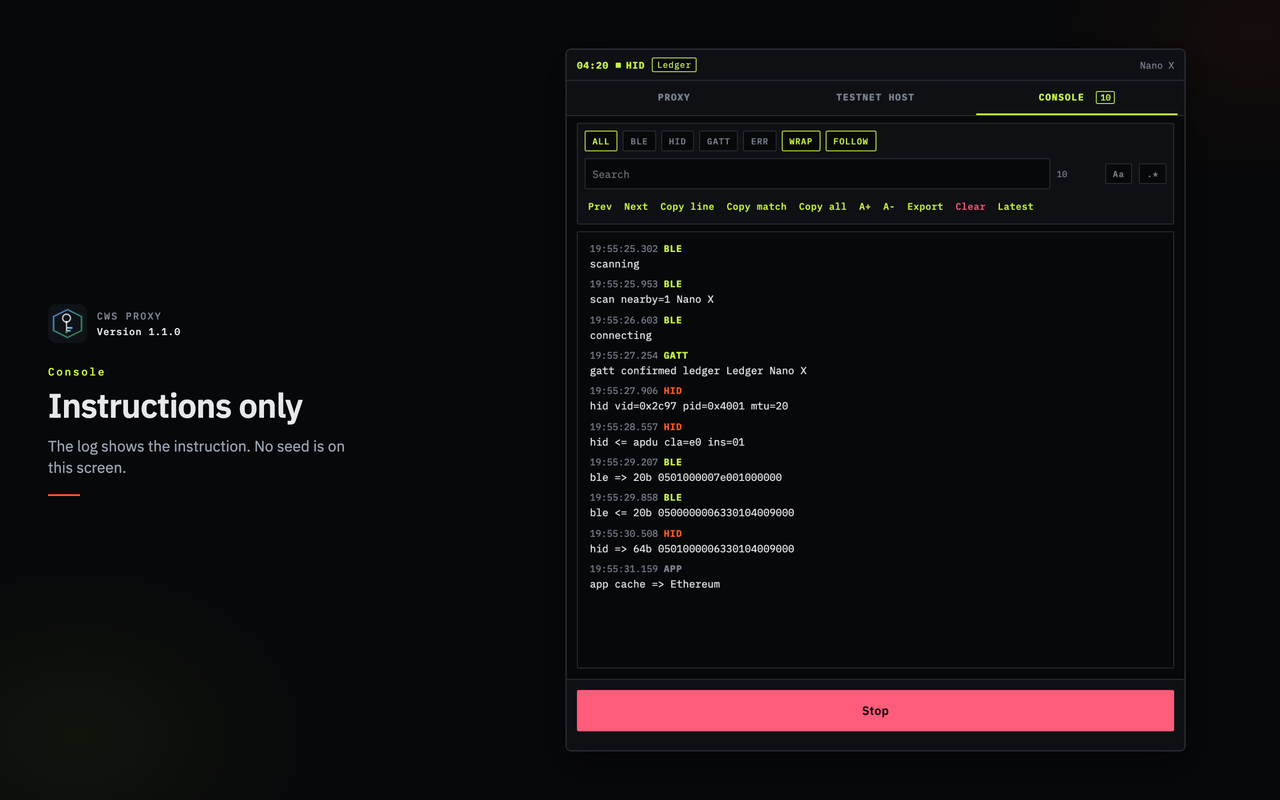 CWS Proxy console: one version exchange, no seed
