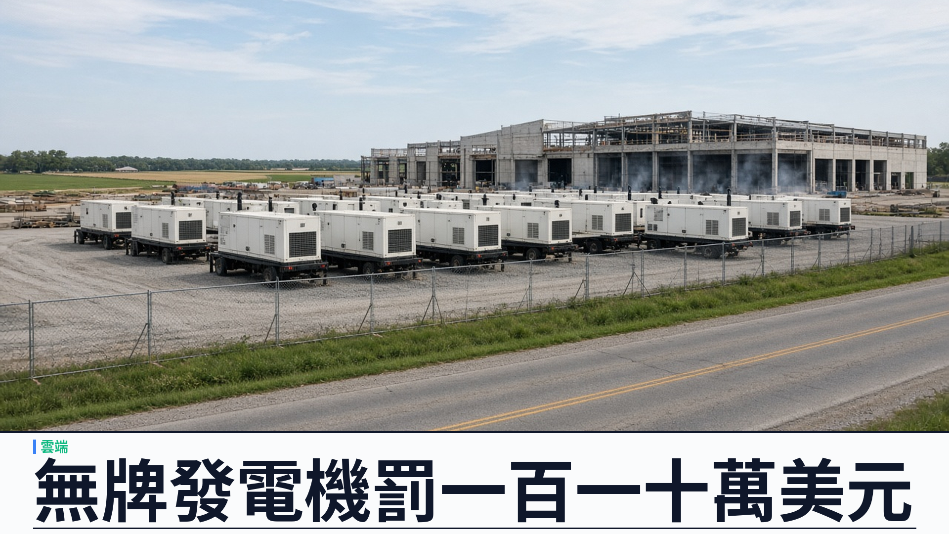 新澤西／州環保：重罰 DataOne 數據中心約一百一十萬美元——六十二部無牌燃氣發電機為 AI 機房供電