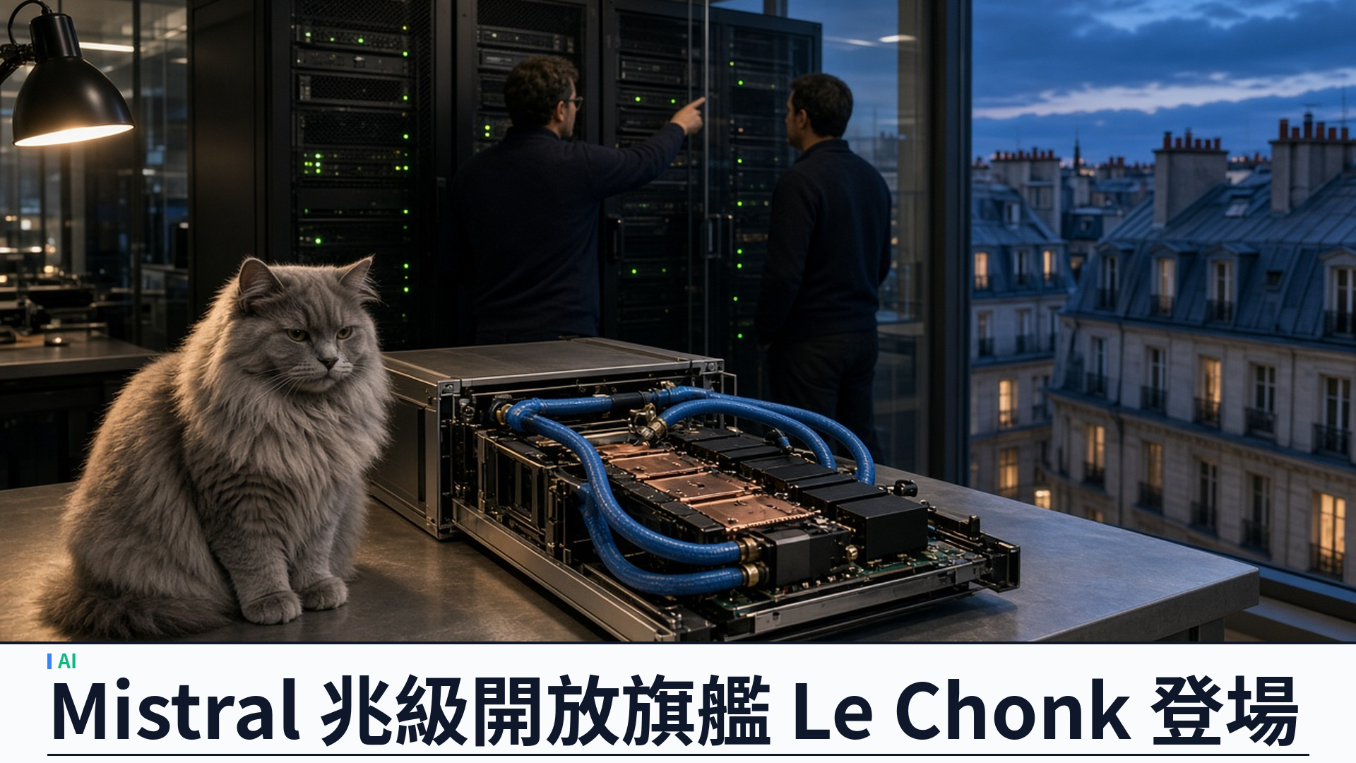 Mistral／官方：發布一點零五兆參數開放權重旗艦 Mistral Large 4「Le Chonk」——每次推理啟用四百九十億、百萬詞元上下文；先向開發者、資安團隊及政府預覽，權重料十月二十七日公開；稱為中國以外最強開放模型